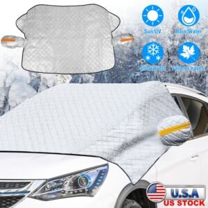 Car Windshield Snow Cover Windproof Magnetic Car Windscreen Cover Frost Ice Protection with Side?Mirror Protector 5 Magnets for Most Vehicles - Image 3