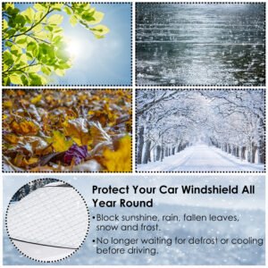 55.9x36.6x0.1in Car Windshield Snow Cover Windshield Protector against Ice Sun Fit for Small Mid SUVs with Anti-theft Flaps - Image 4