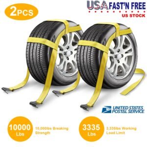2Pcs Car Basket Straps Adjustable Tow Dolly Tire Basket Straps with Flat Hooks - Image 7