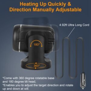 12V 120W Portable Car Heater 2 In 1 Heating Cooling Fan Rotatable Demister Defroster with 4.92ft Cord - Image 13
