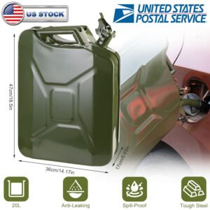 20L Gas Can 5 Gallon Spill Proof Gasoline Fuel Jerry Can Heavy Duty Steel - Image 3