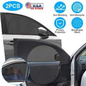 2Pcs Car Front Window Shades Stretchy Car Side Window Screen?Mesh Window Cover?for Car Heat Shading UV Privacy Protection - Image 5