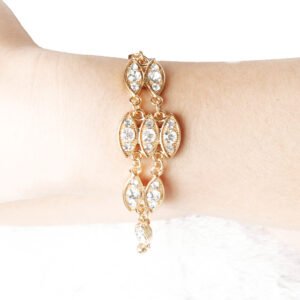 Noble Burnished Gold Bling Rhinestone Bracelet - Image 4