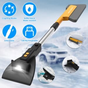 3 In 1 Car Snow Removal Shovel with Lights Car Snow Removal Tool Telescopic Windshield Ice Scraper Snow Brush Shovel - Image 5