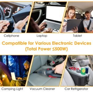 500W Continuous Power Inverter DC 12V To AC 110V Car 4000w Peak Power Inverter w/ Dual 5V 2.1A USB Ports For RV Caravan Truck Laptop - Image 13