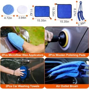 26Pcs Car Detailing Brush Kit Exterior Interior Car Cleaning Set Drill Brush Set Car Buffing Sponge Pads Kit for Cleaning Automobile Interior Exterior - Image 11