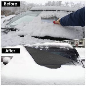 55.9x36.6x0.1in Car Windshield Snow Cover Windshield Protector against Ice Sun Fit for Small Mid SUVs with Anti-theft Flaps - Image 5