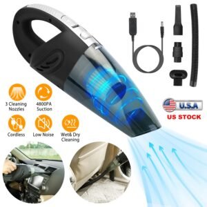 Car Handheld Vacuum Cleaner Cordless Rechargeable Hand Vacuum Portable Strong Suction Vacuum w/ Hose Nuzzle Brush For Dust Pet Hair - Image 4