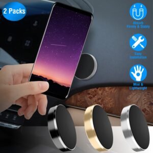 2 Pack Universal Magnetic Car Mounts Dashboard Magnetic Phone Holder Stand Fit for iPhone Galaxy Most Smartphones - Image 2