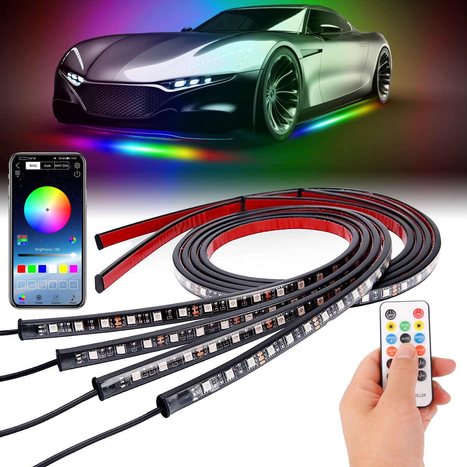 Waterproof RGB Underglow LED Strip Remote App Control Car Underbody Light Music Control Exterior Underbody Lights DC 12V - Image 3