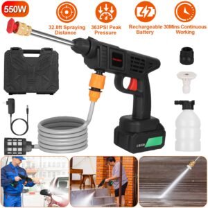 Cordless Pressure Washer Portable Electric Power Washer High Pressure Water Sprayer 363PSI Car Washer Cleaner with 12000mAh 48V Rechargeable Battery a - Image 4