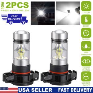 2PCS 1100LM 100W 5202 H16 LED Fog DRL Light Bulb IP68 Waterproof 20 2835 LEDs 360? Beam Angle 6000K White - Image 4