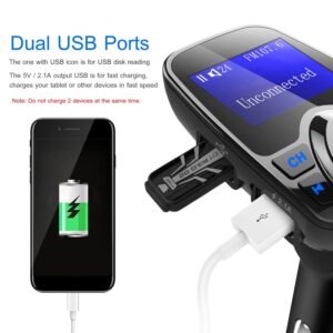 iMounTek Car Wireless FM Transmitter MP3 Player Hand-Free Call USB Charger AUX Input TF Card USB Flash Drive - Image 4