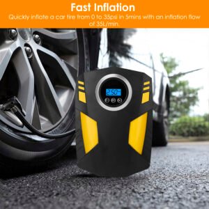 Portable Car Tire Inflator DC 12V Digital Car Air Pump Compressor Electric Air Pump w/LED Light 150PSI - Image 9