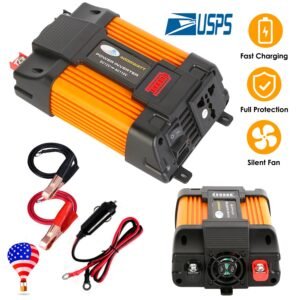 500W Continuous Power Inverter DC 12V To AC 110V Car 4000w Peak Power Inverter w/ Dual 5V 2.1A USB Ports For RV Caravan Truck Laptop - Image 4