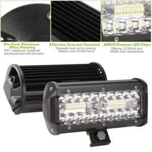 7" LED Light Bar 120W 12000LM LED Work Light Pods Offroad Driving Lights IP67 Waterproof Fog Light Spot Flood Beam for Jeep Trailer Truck Bus Boat - Image 4