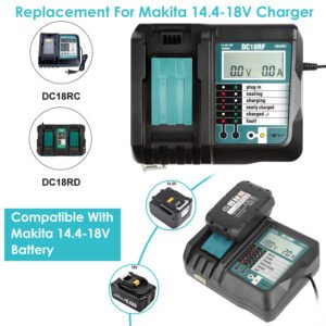 Rapid Charger Replacement Fit for Makita 14.4-18V Battery BL1860 BL1830 BL1850 with
LCD Display USB Port - Image 6