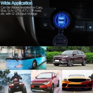 1Pc 2 USB Charger 12-24V Car Cigarette Lighter Socket Splitter Dual USB 2.1A Outlet Car Charger IP65 waterproof for Car Boat Marine Mobile - Image 10