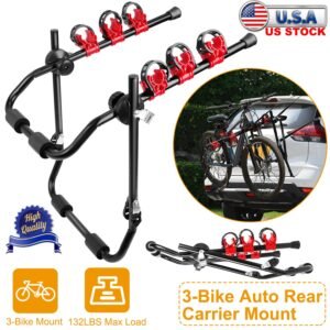 Car Bicycle Stand Rack 132LBS Load Hitch 3-Bike Auto Rear Carrier Mount Fit For Sedans Hatchback Car SUV - Image 7