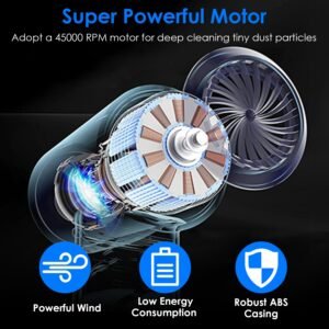 Electric Cordless Air Duster Blower Compressed Air Duster for Computer Keyboard PC Portable Rechargeable Air Blower with Built-in LED Light - Image 7