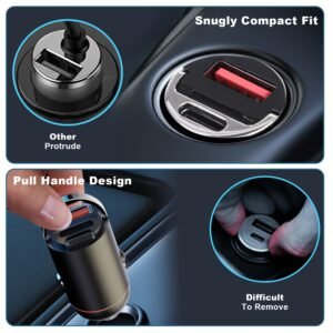 2Pcs 100W USB Type-C Car Charger QC4.0 PD3.0 USB Fast Charging Adapter Dual Port Car Cigarette Lighter Compatible with iPhone14/13/12 IPad Samsung - Image 5