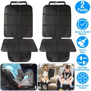 2 Packs Car Seat Protector Cushion Mat Pad with Thick Padding Protector for Child Baby Car Seat Mesh Pockets Non-slip - Image 4