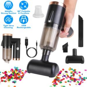 3 In 1 Cordless Handheld Vacuum Cleaner with Searchlight 120W 9000PA Portable Foldable Rechargeable Vacuum Car Home Duster with Brush Nozzle Long Nozz - Image 3