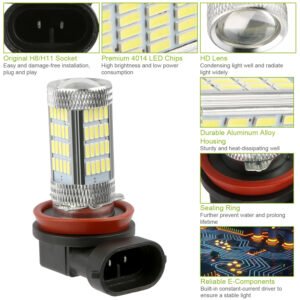 2PCS 800lm H8/H9/ H11 LED Fog DRL Light Bulb IP65 Water-Resistant 360? Beam Angle 6000K White - Image 10