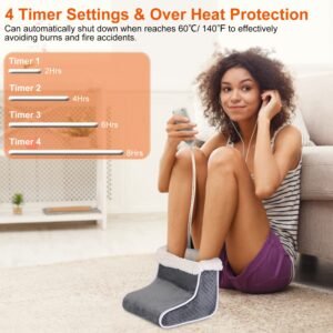 Heating Pad for Foot Electric Heated Foot Warmer Soft Leg Warmer Boots with 6 Level Heating 4 Level Timing - Image 12