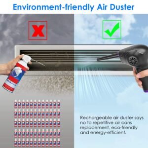 Electric Cordless Air Duster Blower Compressed Air Duster for Computer Keyboard PC Portable Rechargeable Air Blower with Built-in LED Light - Image 9