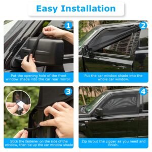2Pcs Car Front Window Shades Stretchy Car Side Window Screen?Mesh Window Cover?for Car Heat Shading UV Privacy Protection - Image 6