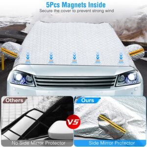 Car Windshield Snow Cover Windproof Magnetic Car Windscreen Cover Frost Ice Protection with Side?Mirror Protector 5 Magnets for Most Vehicles - Image 7
