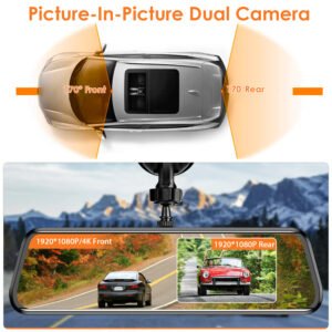 4K Car DVR 12in Dash Cam Camcorder Camera Recorder with 170? Angle Loop Recording Motion Detection Night Vision Voice Control APP Control G-sensor - Image 9