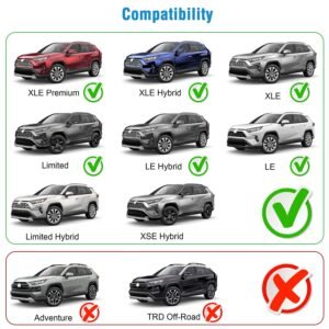 Car Roof Rack Cross Bars Aluminum Alloy Cargo Carrier Rooftop Crossbars Fit for Toyota RAV4 2019-2024 with Side Rails for Cargo Carrier Bag Kayak Bike - Image 9