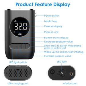 Car Tire Inflator Pump Portable Car Air Compressor Wireless Electric Air Pump 150 PSI with LED Light - Image 10