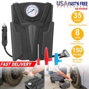 Car Tire Air Pump Portable Air Compressor Pump DC 12V Car Tire Inflator Pump For Bicycle Motorcycle w/ Pointer - Image 7