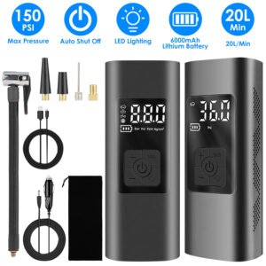 150PSI Cordless Car Tire Pump 6000mAh Rechargeable Tire Inflator Portable Air Compressor for Car Bike Motorcycle Ball - Image 4
