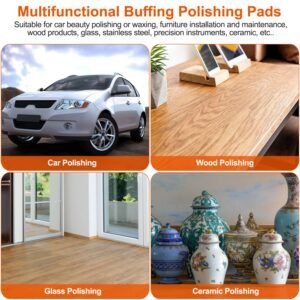5Pcs 6" Buffing Polishing Pads Car Plush Buffing Waxing Wheels Mop Set with M14 Drill Screw for Car Polisher Drill Adapter - Image 9