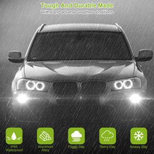 2PCS 800lm H8/H9/ H11 LED Fog DRL Light Bulb IP65 Water-Resistant 360? Beam Angle 6000K White - Image 11