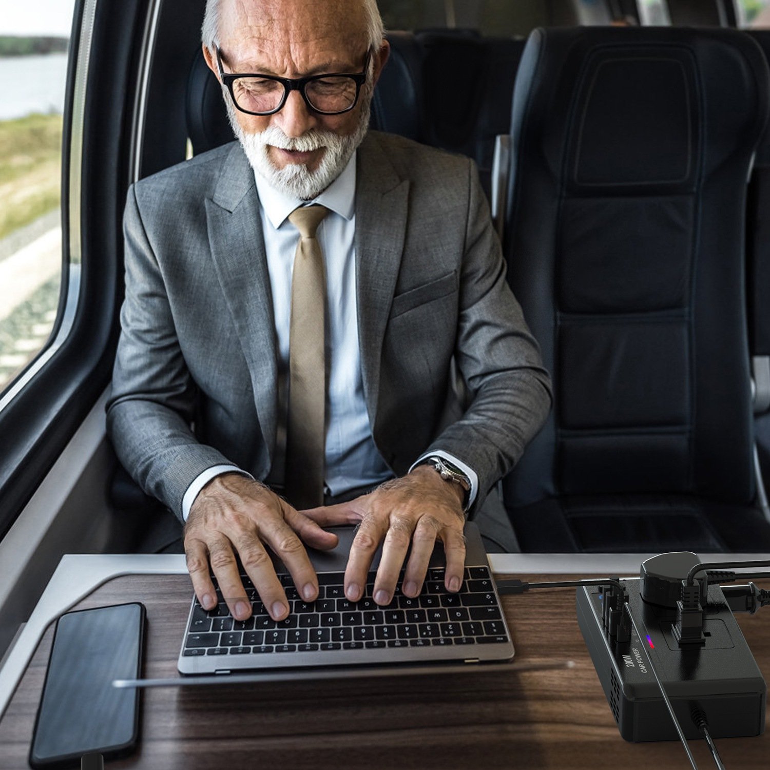 200W 12V Car Inverter DC12V to AC110V Vehicle Power Converter with 2 110V AC Outlets 1 Type-C 3 USB Ports Quick Charge Overheat Protection Voltage Dis - Image 14