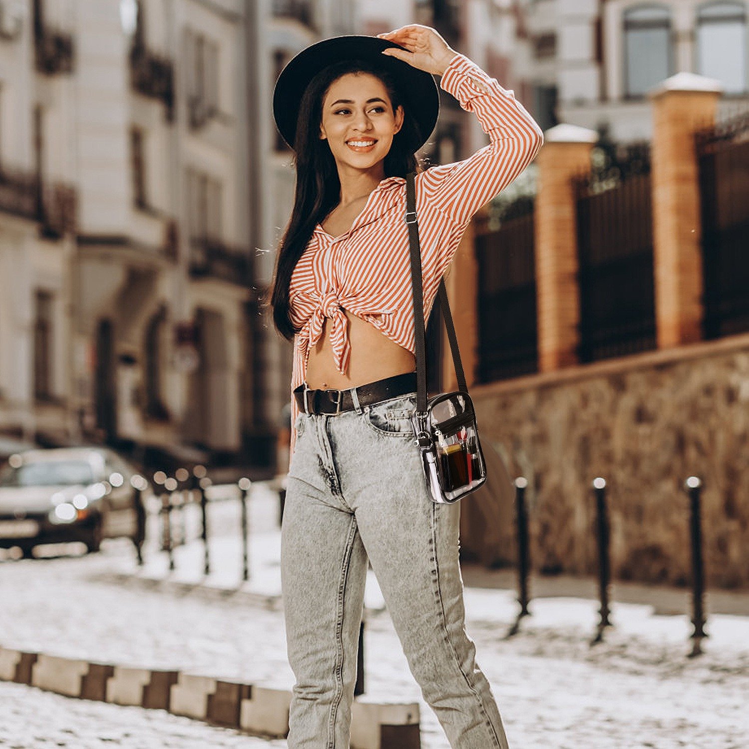 Clear Crossbody Bag Stadium Approved Clear Purse Transparent Small Shoulder Bag See Through Zip Pouch Tote Bag Handbag 44OZ w/ Adjustable Strap - Image 11