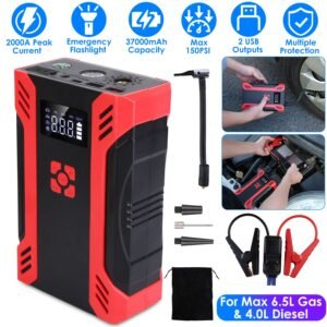 Car Jump Starter with Air Compressor Portable Car Battery Booster with Digital Tire Inflator with 2000mAh Peak Current for 12V Car 6.5L Gas or 4.0L Di - Image 4