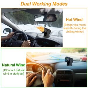 12V 120W Portable Car Heater 2 In 1 Heating Cooling Fan Rotatable Demister Defroster with 4.92ft Cord - Image 11