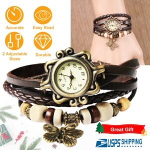 Vintage Women's Watch Bohemian Handmade Leather Watch Quartz Wrist Watch Fashion - Image 3