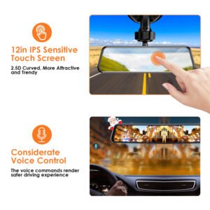 4K Car DVR 12in Dash Cam Camcorder Camera Recorder with 170? Angle Loop Recording Motion Detection Night Vision Voice Control APP Control G-sensor - Image 10