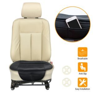 Universal Car Seat Cushion Cover Breathable Car Front Seat Cover Pad Mat Filling Bamboo Charcoal w/ Non-Slip Bottom and Storage Pockets - Image 5
