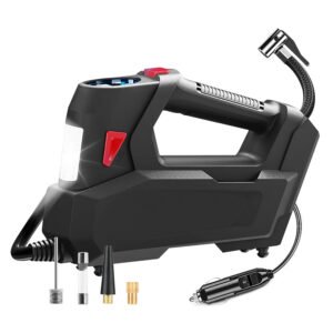 Portable Tire Inflator 120 PSI Maximum 90W Powered Tire Pump with Digital Display LED Light Inflatable Nozzle Needle Fuse Air Compressor for Bikes Mot - Image 14
