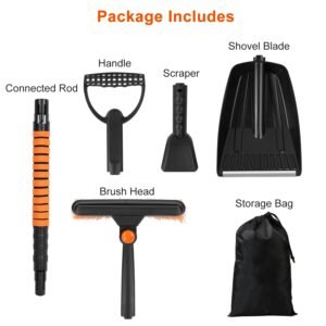 5 in 1 Detachable Snow Remover Kits Extendable Ice Scraper Snow Shovel 180? Adjustable Snow Brush Head for Car Windshield Roof - Image 10