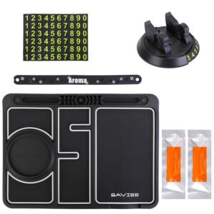 Non-slip Car Phone Mat 4 In1 Dashboard 360? Rotatable Phone Holder Pad with Aroma Parking Number Plate Glow In Dark - Image 9