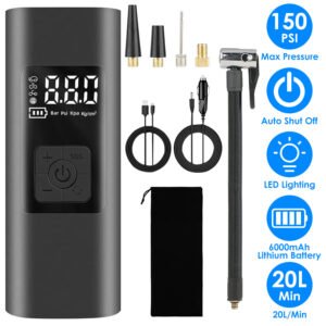 150PSI Cordless Car Tire Pump 6000mAh Rechargeable Tire Inflator Portable Air Compressor for Car Bike Motorcycle Ball - Image 2